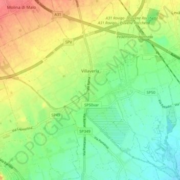 Villaverla topographic map, elevation, terrain