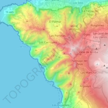 Parque Rural de Teno topographic map, elevation, terrain