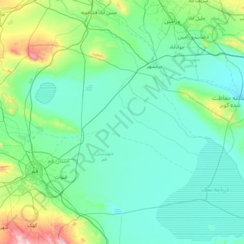 Qomrud RD topographic map, elevation, terrain