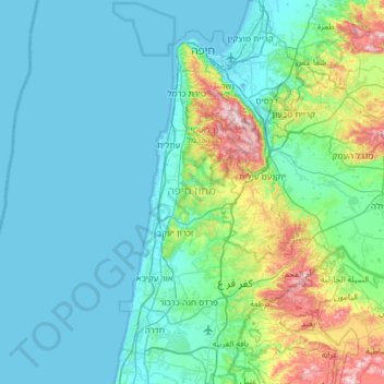 Haifa District topographic map, elevation, terrain