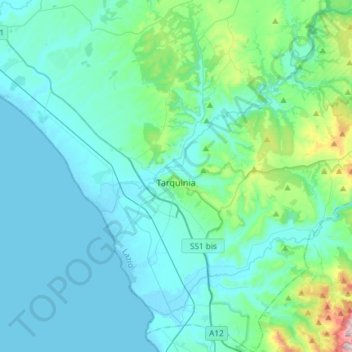 Tarquinia topographic map, elevation, terrain