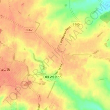 Old Weston topographic map, elevation, terrain