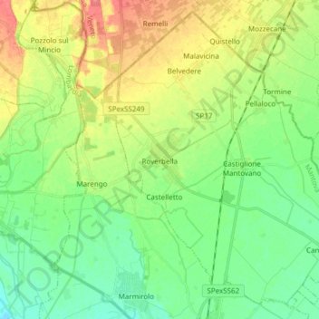 Roverbella topographic map, elevation, terrain