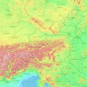 Austria topographic map, elevation, terrain