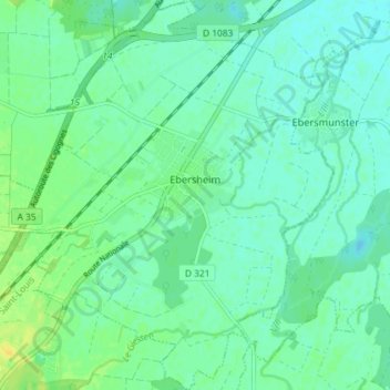 Ebersheim topographic map, elevation, terrain