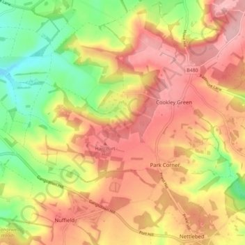 Swyncombe topographic map, elevation, terrain