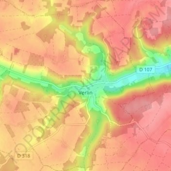 Verlin topographic map, elevation, terrain