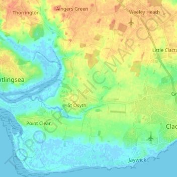 St. Osyth topographic map, elevation, terrain