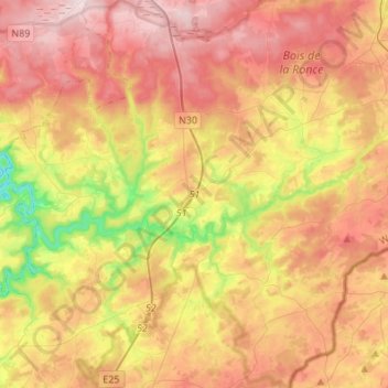 Houffalize topographic map, elevation, terrain