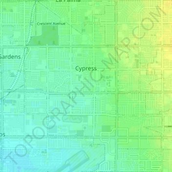 Cypress topographic map, elevation, terrain