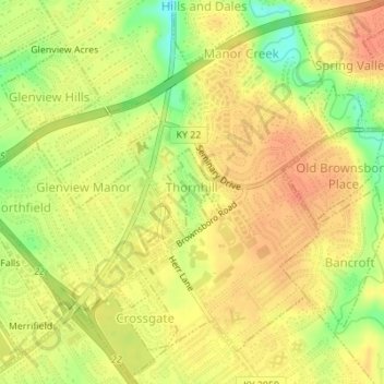 Thornhill topographic map, elevation, terrain