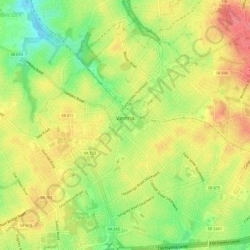 Vienna topographic map, elevation, terrain