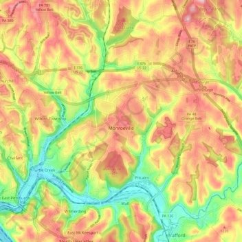 Monroeville topographic map, elevation, terrain