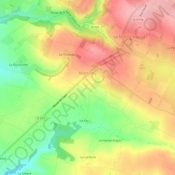 Montamy topographic map, elevation, terrain