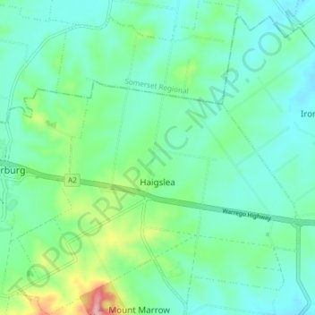 Haigslea topographic map, elevation, terrain