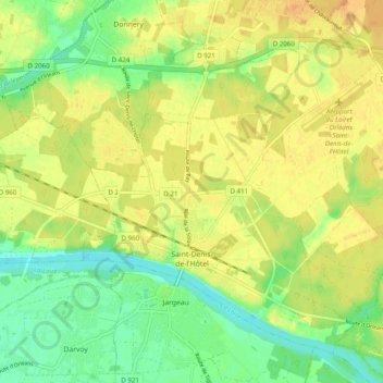 Saint-Denis-de-l'Hôtel topographic map, elevation, terrain