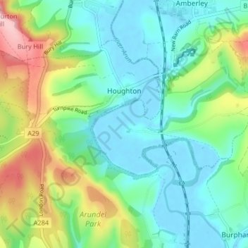 Houghton topographic map, elevation, terrain