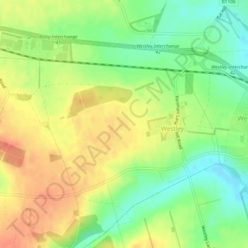 Westley topographic map, elevation, terrain