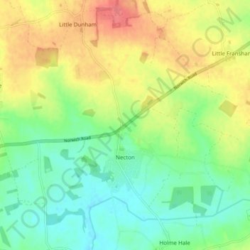 Necton topographic map, elevation, terrain