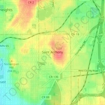 St. Anthony topographic map, elevation, terrain