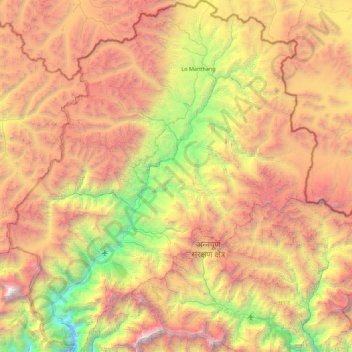 Mustang topographic map, elevation, terrain
