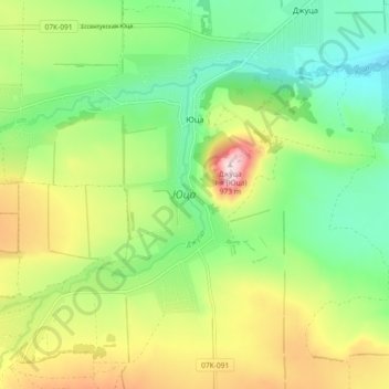 Юца topographic map, elevation, terrain