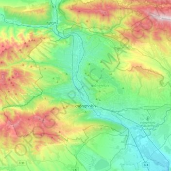 Tbilisi topographic map, elevation, terrain