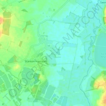 Stanton Harcourt topographic map, elevation, terrain