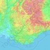Provence-Alpes-Côte d'Azur topographic map, elevation, terrain