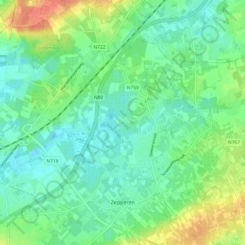 Zepperen topographic map, elevation, terrain
