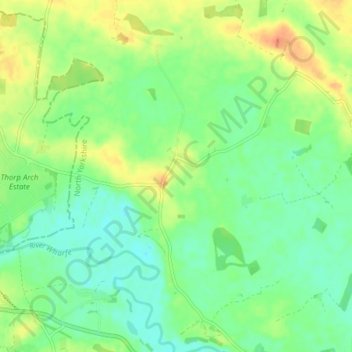 Wighill topographic map, elevation, terrain