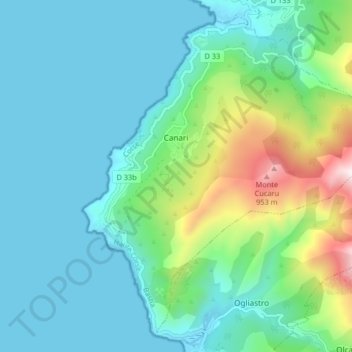 Canari topographic map, elevation, terrain