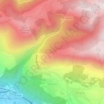 Ignaux topographic map, elevation, terrain