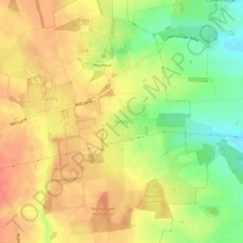 Aisby topographic map, elevation, terrain