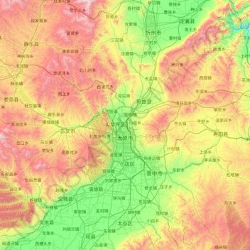 Taiyuan City topographic map, elevation, terrain