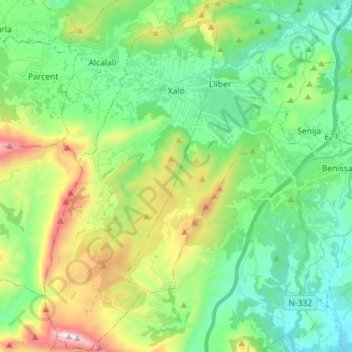 Xaló topographic map, elevation, terrain