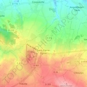 Saint-Pierre-Église topographic map, elevation, terrain