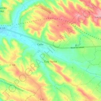 Cuq-Toulza topographic map, elevation, terrain