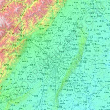 成都市 topographic map, elevation, terrain