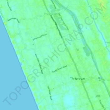 Nattika topographic map, elevation, terrain