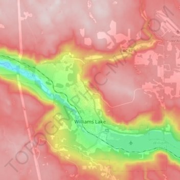 Williams Lake topographic map, elevation, terrain