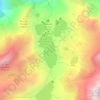 Lac de Cottepens topographic map, elevation, terrain