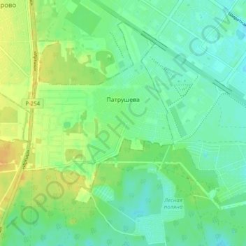 Патрушева topographic map, elevation, terrain