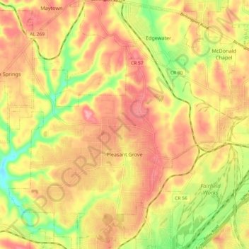 Pleasant Grove topographic map, elevation, terrain