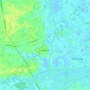 Pollinkhove topographic map, elevation, terrain