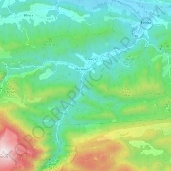 Fougax-et-Barrineuf topographic map, elevation, terrain