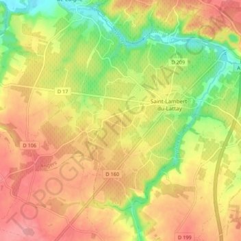 Saint-Lambert-du-Lattay topographic map, elevation, terrain