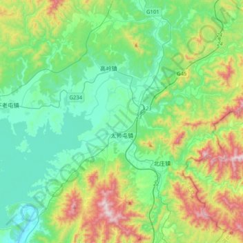 太师屯镇 topographic map, elevation, terrain