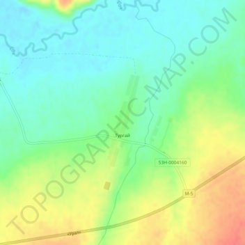 Тургай topographic map, elevation, terrain