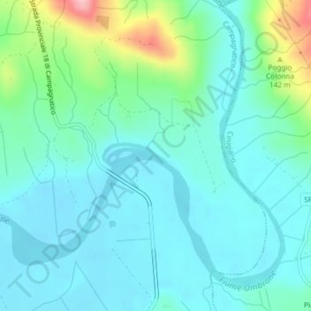 Fiume Ombrone topographic map, elevation, terrain